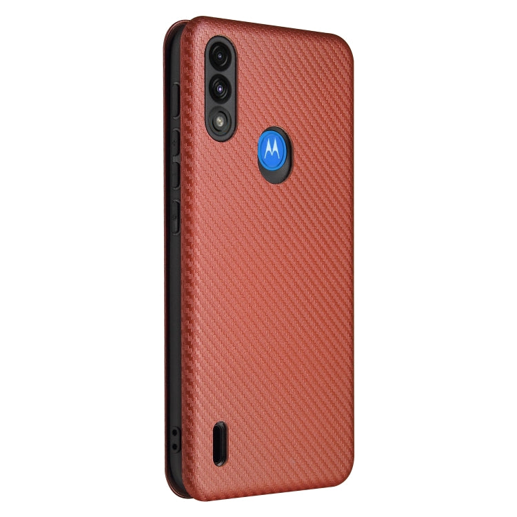 For Motorola Moto E7 Power Carbon Fiber Texture Horizontal Flip TPU + PC + PU Leather Case with Card Slot