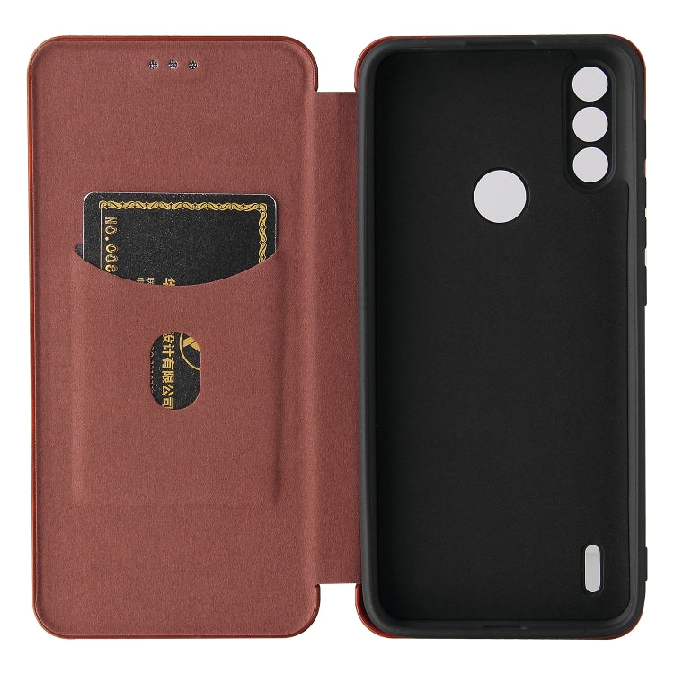 For Motorola Moto E7 Power Carbon Fiber Texture Horizontal Flip TPU + PC + PU Leather Case with Card Slot