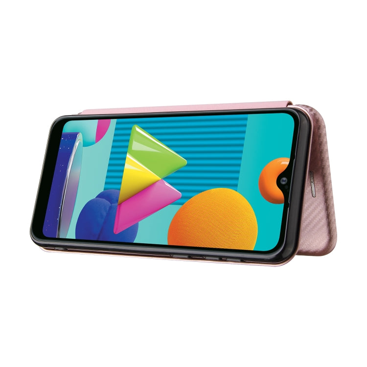 For Samsung Galaxy A02 / M02 Carbon Fiber Texture Horizontal Flip TPU + PC + PU Leather Case with Card Slot
