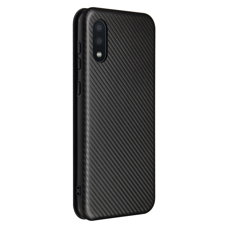 For Samsung Galaxy A02 / M02 Carbon Fiber Texture Horizontal Flip TPU + PC + PU Leather Case with Card Slot
