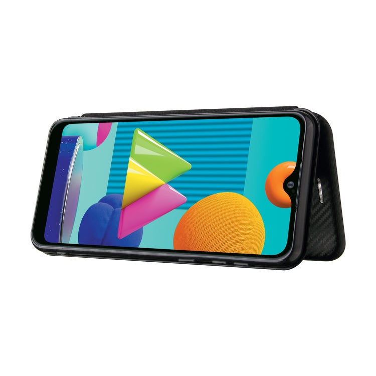 For Samsung Galaxy A02 / M02 Carbon Fiber Texture Horizontal Flip TPU + PC + PU Leather Case with Card Slot