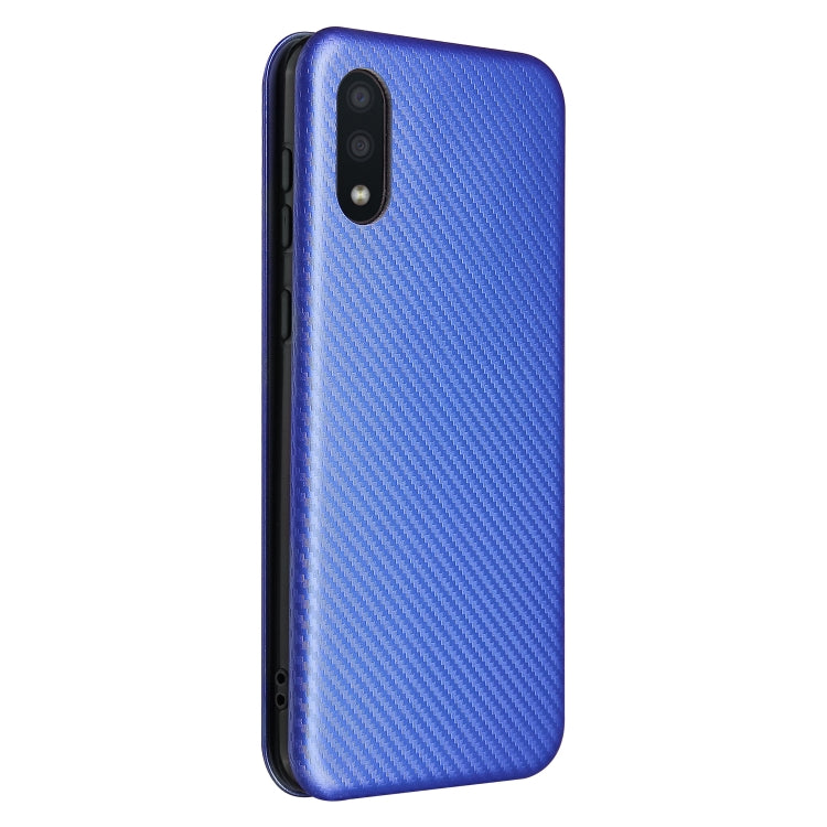 For Samsung Galaxy A02 / M02 Carbon Fiber Texture Horizontal Flip TPU + PC + PU Leather Case with Card Slot