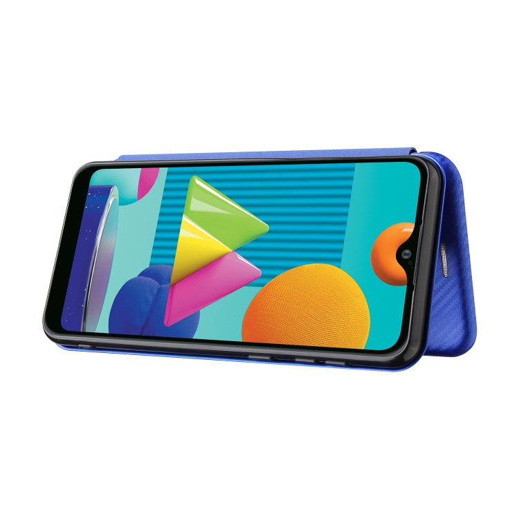 For Samsung Galaxy A02 / M02 Carbon Fiber Texture Horizontal Flip TPU + PC + PU Leather Case with Card Slot