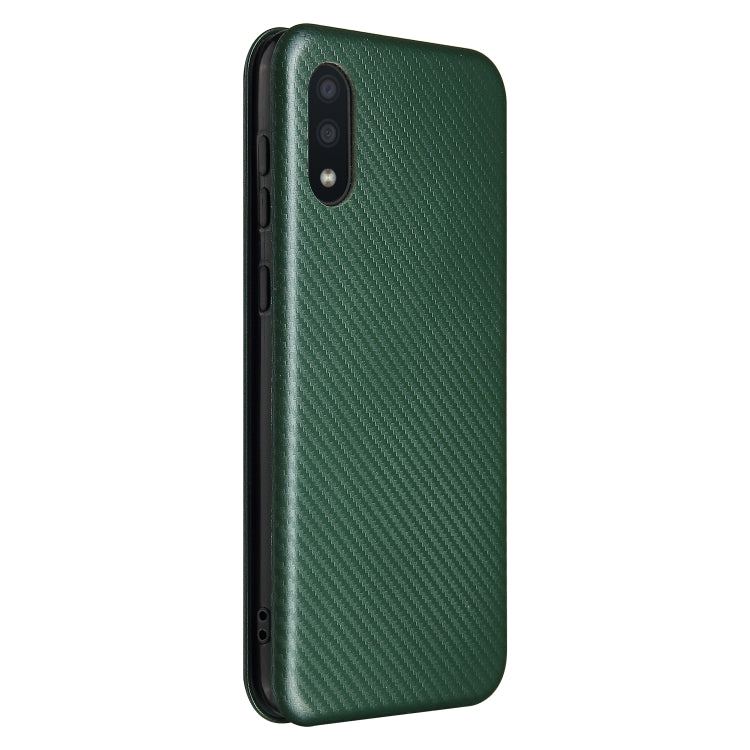 For Samsung Galaxy A02 / M02 Carbon Fiber Texture Horizontal Flip TPU + PC + PU Leather Case with Card Slot