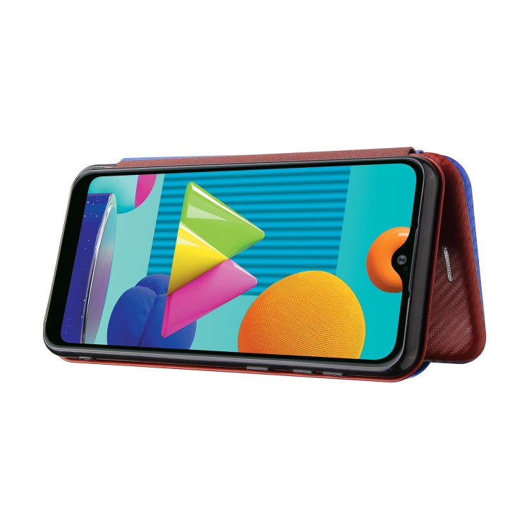 For Samsung Galaxy A02 / M02 Carbon Fiber Texture Horizontal Flip TPU + PC + PU Leather Case with Card Slot