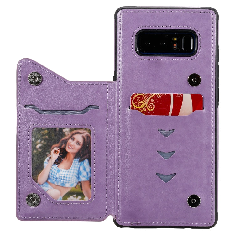 For Samsung Galaxy Note 8 Flower Embossing Pattern Shockproof Protective Case with Holder & Card Slots & Photo Frame