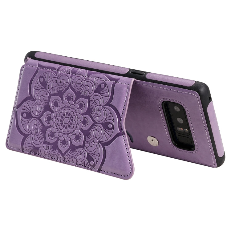 For Samsung Galaxy Note 8 Flower Embossing Pattern Shockproof Protective Case with Holder & Card Slots & Photo Frame