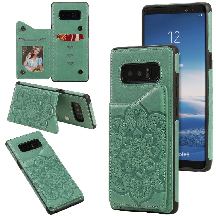 For Samsung Galaxy Note 8 Flower Embossing Pattern Shockproof Protective Case with Holder & Card Slots & Photo Frame