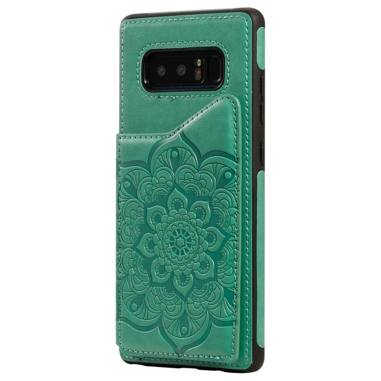 For Samsung Galaxy Note 8 Flower Embossing Pattern Shockproof Protective Case with Holder & Card Slots & Photo Frame