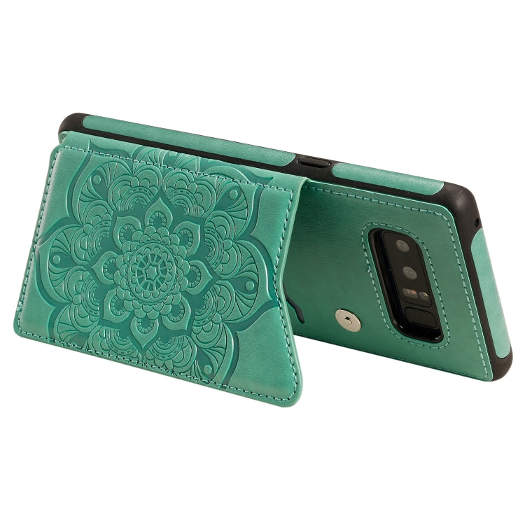 For Samsung Galaxy Note 8 Flower Embossing Pattern Shockproof Protective Case with Holder & Card Slots & Photo Frame