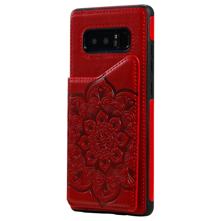 For Samsung Galaxy Note 8 Flower Embossing Pattern Shockproof Protective Case with Holder & Card Slots & Photo Frame