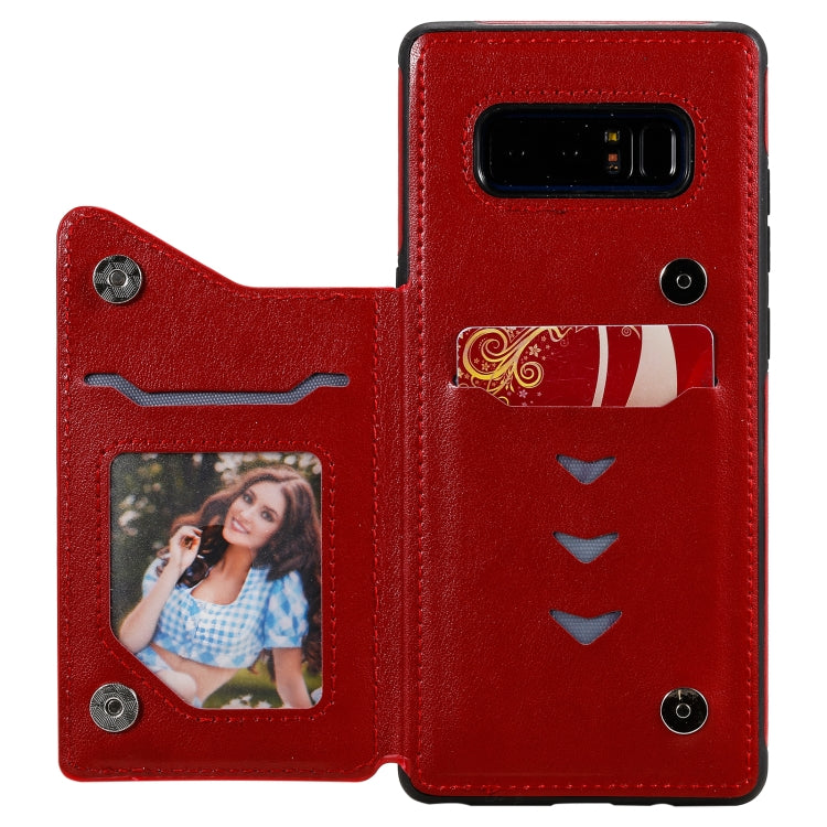 For Samsung Galaxy Note 8 Flower Embossing Pattern Shockproof Protective Case with Holder & Card Slots & Photo Frame