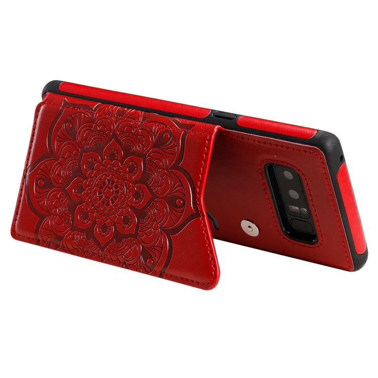 For Samsung Galaxy Note 8 Flower Embossing Pattern Shockproof Protective Case with Holder & Card Slots & Photo Frame