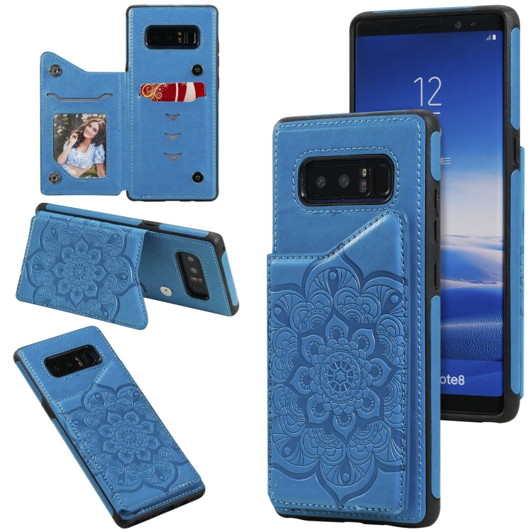 For Samsung Galaxy Note 8 Flower Embossing Pattern Shockproof Protective Case with Holder & Card Slots & Photo Frame