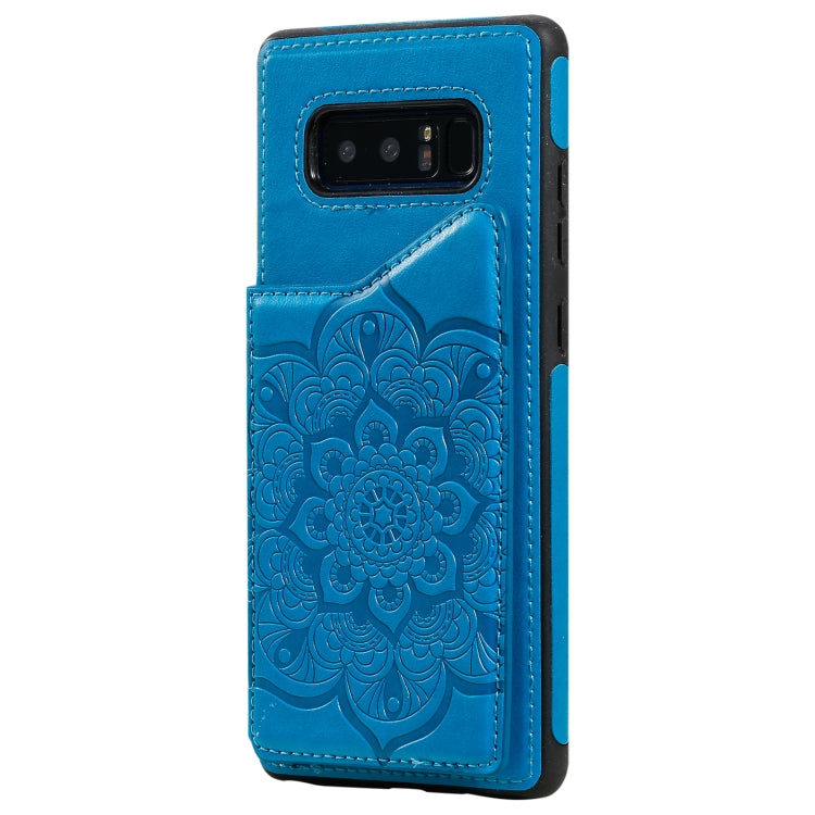 For Samsung Galaxy Note 8 Flower Embossing Pattern Shockproof Protective Case with Holder & Card Slots & Photo Frame
