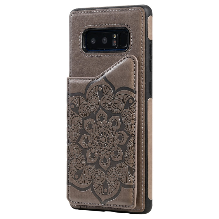 For Samsung Galaxy Note 8 Flower Embossing Pattern Shockproof Protective Case with Holder & Card Slots & Photo Frame