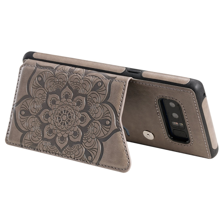 For Samsung Galaxy Note 8 Flower Embossing Pattern Shockproof Protective Case with Holder & Card Slots & Photo Frame