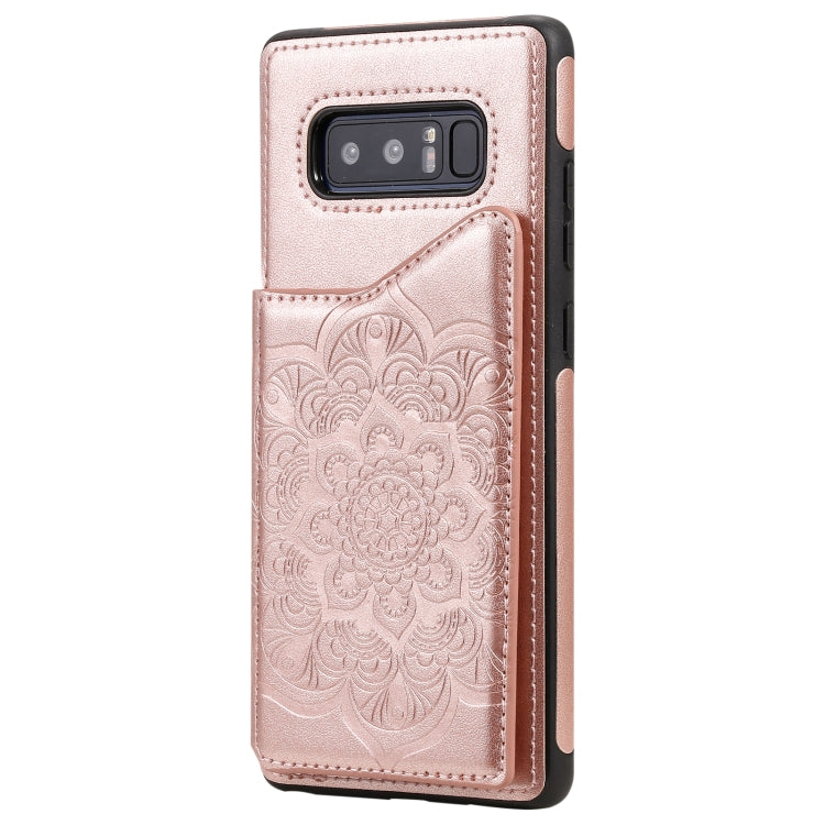 For Samsung Galaxy Note 8 Flower Embossing Pattern Shockproof Protective Case with Holder & Card Slots & Photo Frame