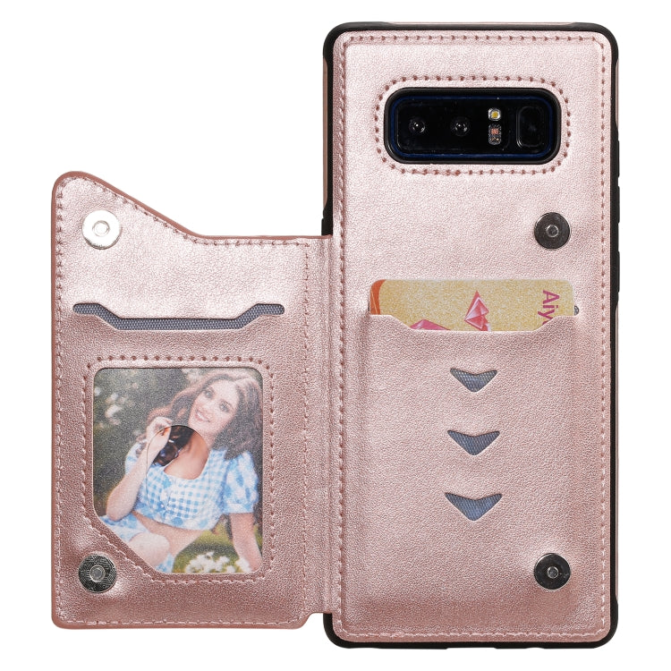 For Samsung Galaxy Note 8 Flower Embossing Pattern Shockproof Protective Case with Holder & Card Slots & Photo Frame