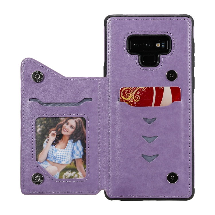 For Samsung Galaxy Note9 Flower Embossing Pattern Shockproof Protective Case with Holder & Card Slots & Photo Frame