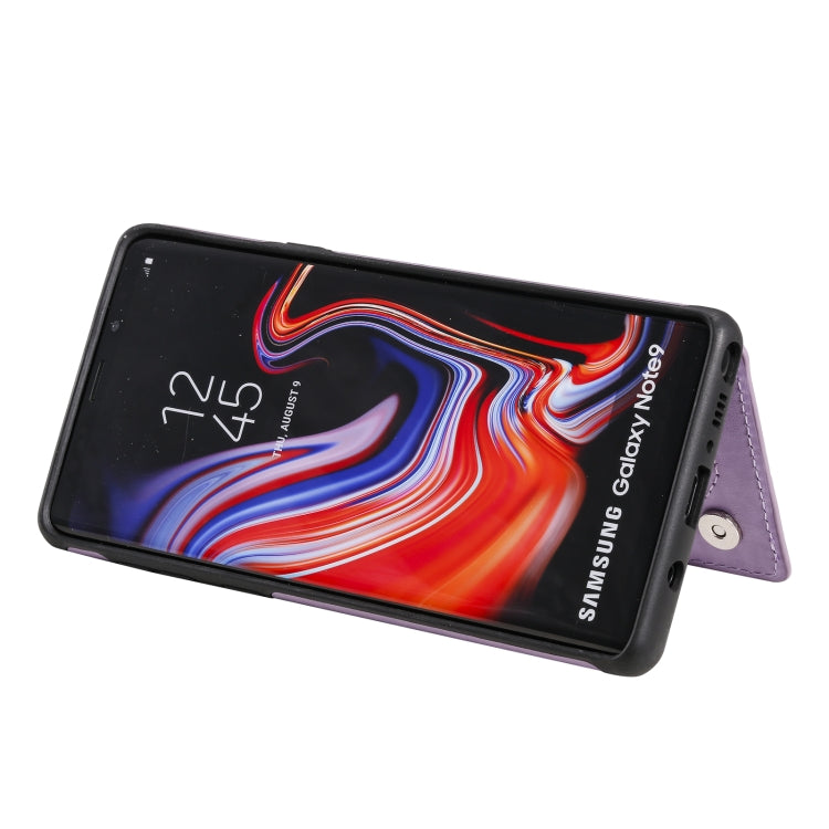 For Samsung Galaxy Note9 Flower Embossing Pattern Shockproof Protective Case with Holder & Card Slots & Photo Frame