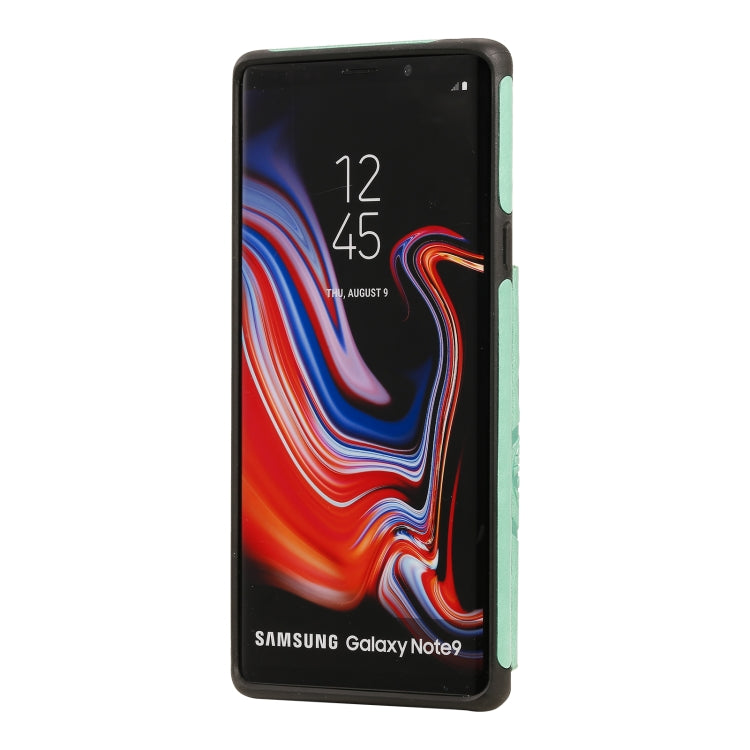 For Samsung Galaxy Note9 Flower Embossing Pattern Shockproof Protective Case with Holder & Card Slots & Photo Frame