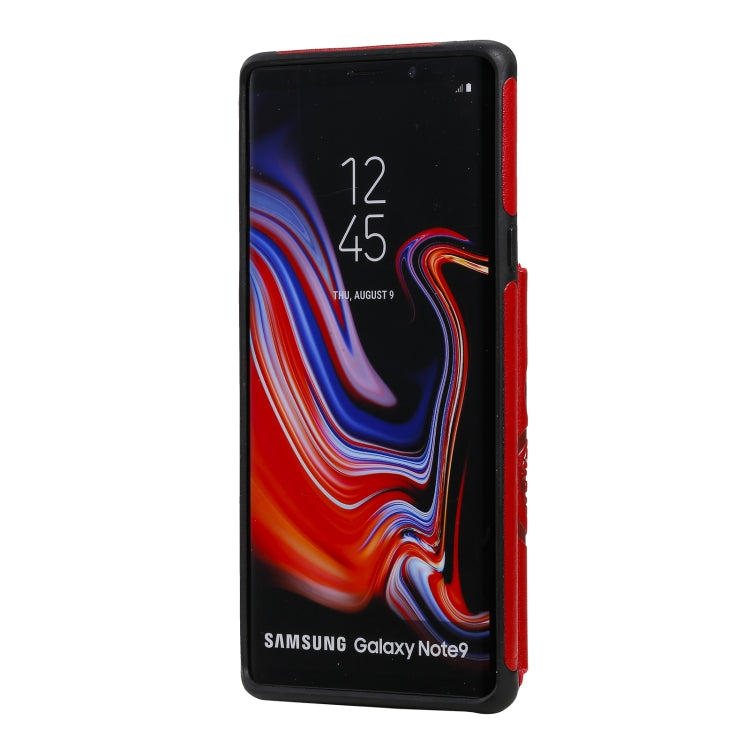 For Samsung Galaxy Note9 Flower Embossing Pattern Shockproof Protective Case with Holder & Card Slots & Photo Frame