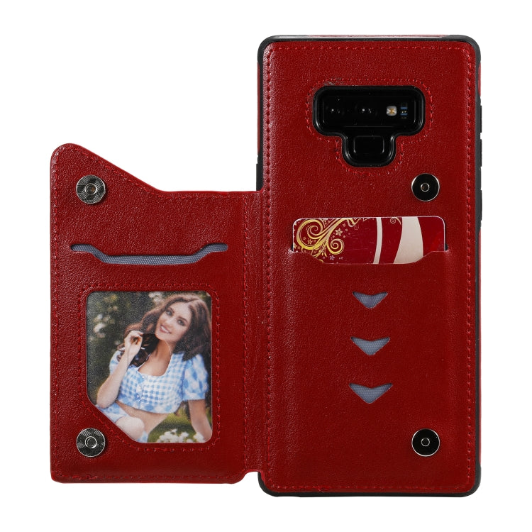 For Samsung Galaxy Note9 Flower Embossing Pattern Shockproof Protective Case with Holder & Card Slots & Photo Frame