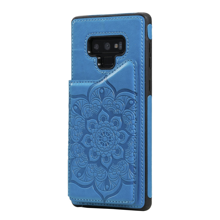 For Samsung Galaxy Note9 Flower Embossing Pattern Shockproof Protective Case with Holder & Card Slots & Photo Frame