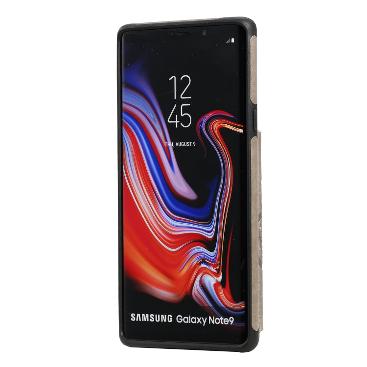 For Samsung Galaxy Note9 Flower Embossing Pattern Shockproof Protective Case with Holder & Card Slots & Photo Frame