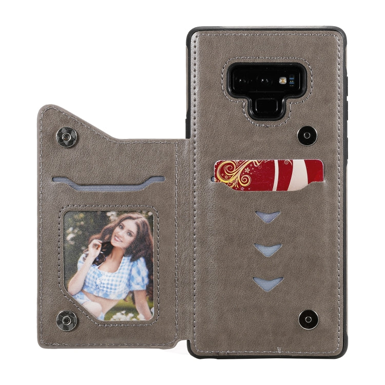 For Samsung Galaxy Note9 Flower Embossing Pattern Shockproof Protective Case with Holder & Card Slots & Photo Frame