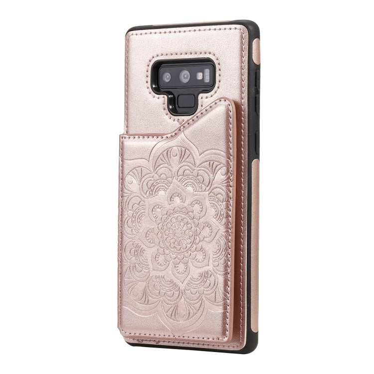 For Samsung Galaxy Note9 Flower Embossing Pattern Shockproof Protective Case with Holder & Card Slots & Photo Frame
