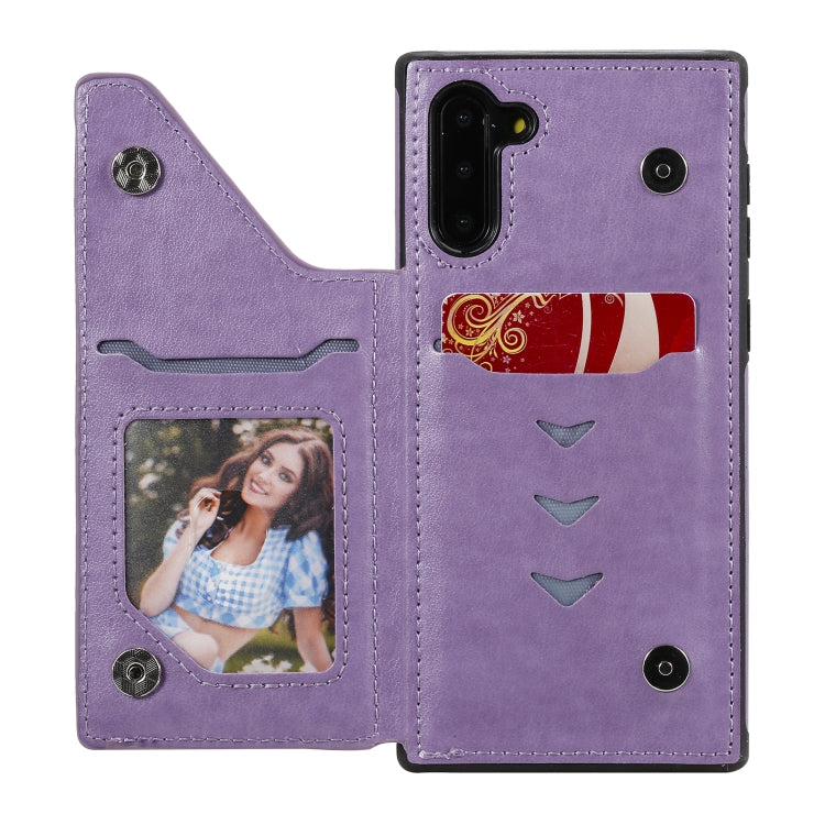 For Samsung Galaxy Note10 Flower Embossing Pattern Shockproof Protective Case with Holder & Card Slots & Photo Frame