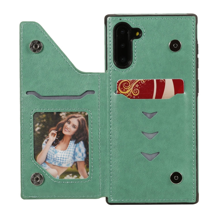 For Samsung Galaxy Note10 Flower Embossing Pattern Shockproof Protective Case with Holder & Card Slots & Photo Frame