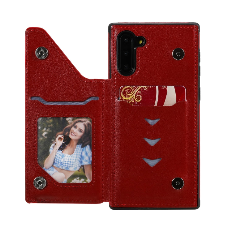 For Samsung Galaxy Note10 Flower Embossing Pattern Shockproof Protective Case with Holder & Card Slots & Photo Frame