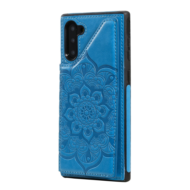 For Samsung Galaxy Note10 Flower Embossing Pattern Shockproof Protective Case with Holder & Card Slots & Photo Frame
