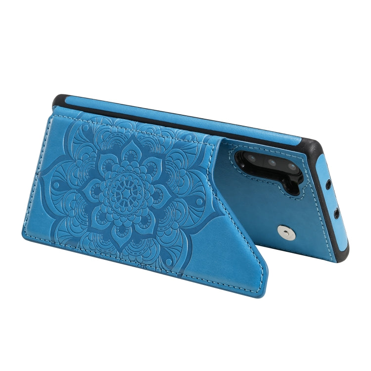 For Samsung Galaxy Note10 Flower Embossing Pattern Shockproof Protective Case with Holder & Card Slots & Photo Frame