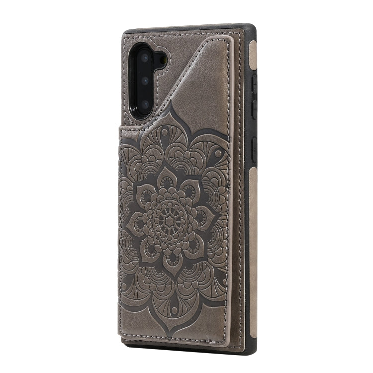 For Samsung Galaxy Note10 Flower Embossing Pattern Shockproof Protective Case with Holder & Card Slots & Photo Frame