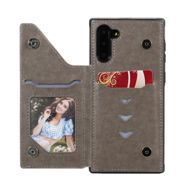 For Samsung Galaxy Note10 Flower Embossing Pattern Shockproof Protective Case with Holder & Card Slots & Photo Frame