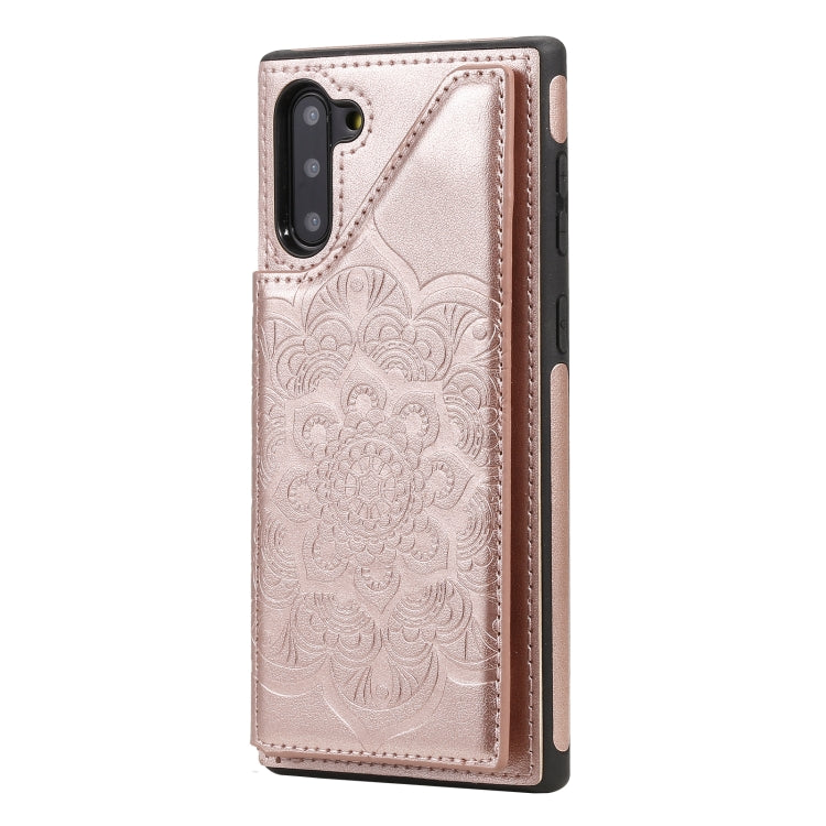 For Samsung Galaxy Note10 Flower Embossing Pattern Shockproof Protective Case with Holder & Card Slots & Photo Frame