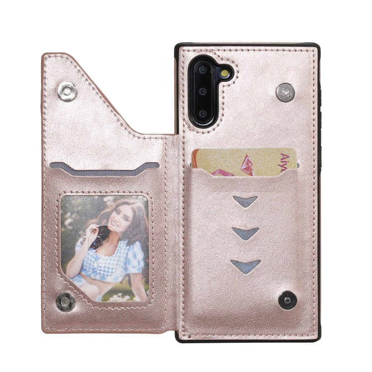 For Samsung Galaxy Note10 Flower Embossing Pattern Shockproof Protective Case with Holder & Card Slots & Photo Frame