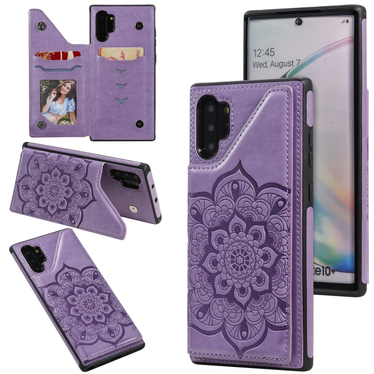 For Samsung Galaxy Note 10 Pro Flower Embossing Pattern Shockproof Protective Case with Holder & Card Slots & Photo Frame