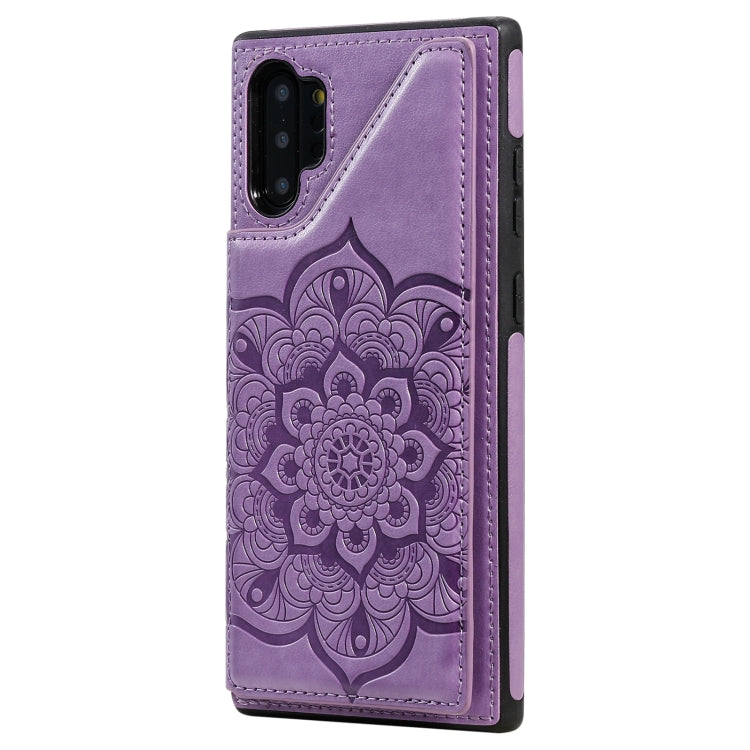 For Samsung Galaxy Note 10 Pro Flower Embossing Pattern Shockproof Protective Case with Holder & Card Slots & Photo Frame