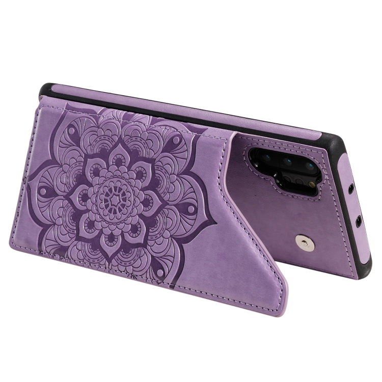 For Samsung Galaxy Note 10 Pro Flower Embossing Pattern Shockproof Protective Case with Holder & Card Slots & Photo Frame