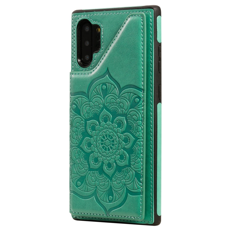 For Samsung Galaxy Note 10 Pro Flower Embossing Pattern Shockproof Protective Case with Holder & Card Slots & Photo Frame