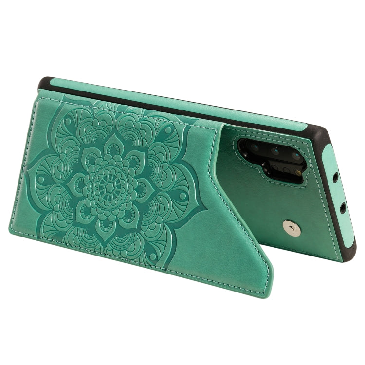 For Samsung Galaxy Note 10 Pro Flower Embossing Pattern Shockproof Protective Case with Holder & Card Slots & Photo Frame