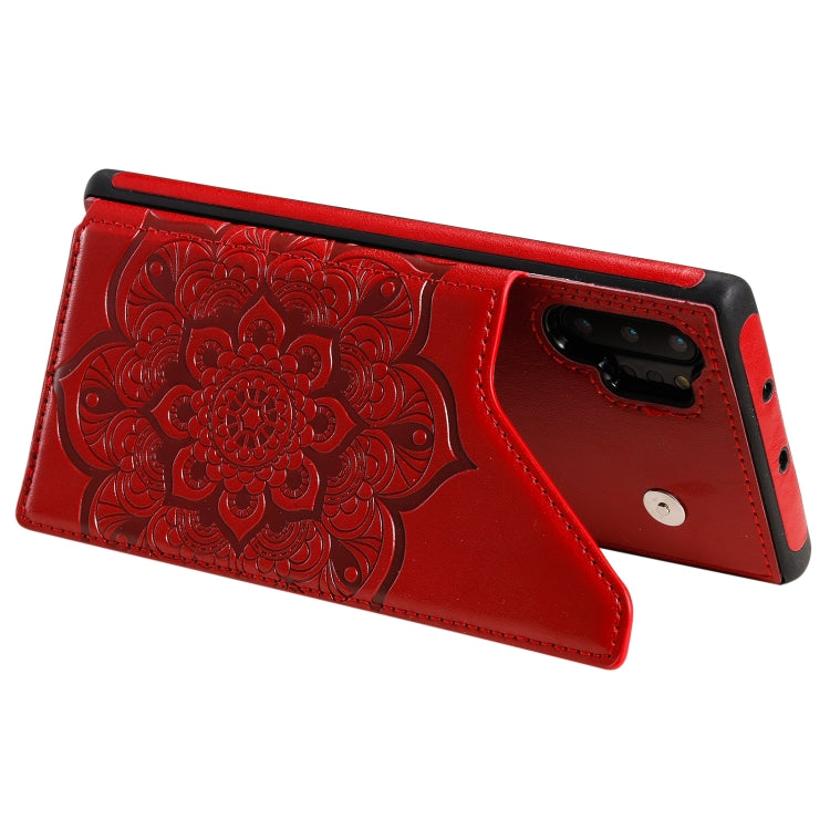 For Samsung Galaxy Note 10 Pro Flower Embossing Pattern Shockproof Protective Case with Holder & Card Slots & Photo Frame