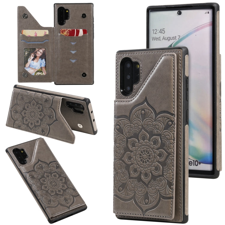 For Samsung Galaxy Note 10 Pro Flower Embossing Pattern Shockproof Protective Case with Holder & Card Slots & Photo Frame