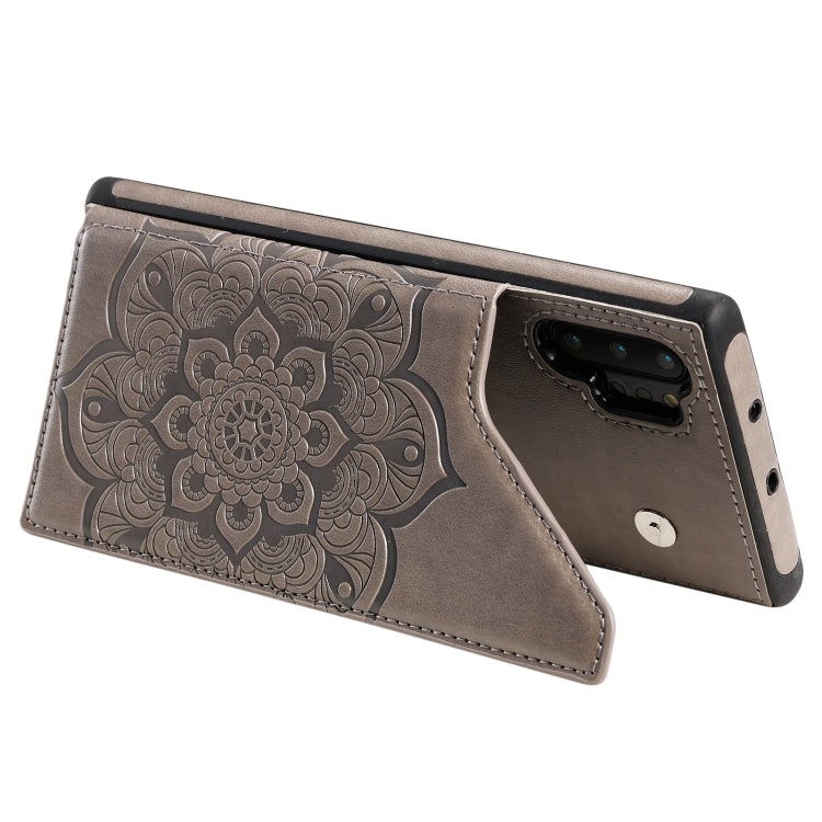 For Samsung Galaxy Note 10 Pro Flower Embossing Pattern Shockproof Protective Case with Holder & Card Slots & Photo Frame
