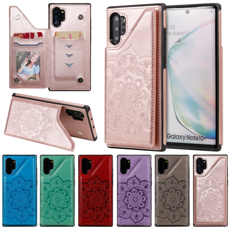 For Samsung Galaxy Note 10 Pro Flower Embossing Pattern Shockproof Protective Case with Holder & Card Slots & Photo Frame